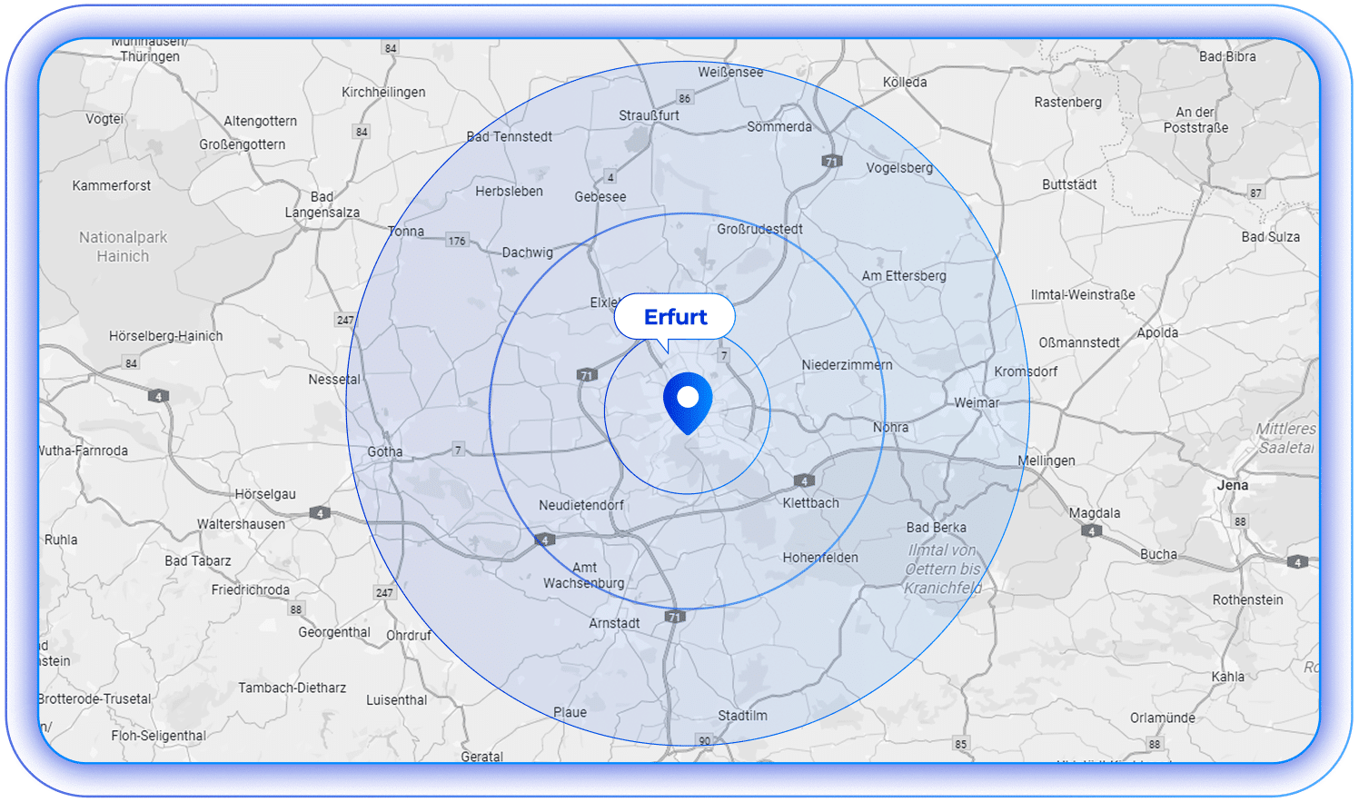 Unser Büro befindet sich direkt in Erfurt. Für einen Beratungstermin kommen wir jedoch gerne zu dir, um die Gegebenheiten vor Ort zu prüfen.